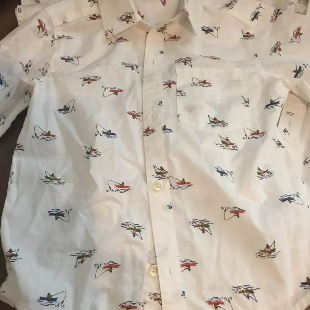 Bundle Boys Youth Dress Shirts Winter Fishing Print Carters Old Navy 3T